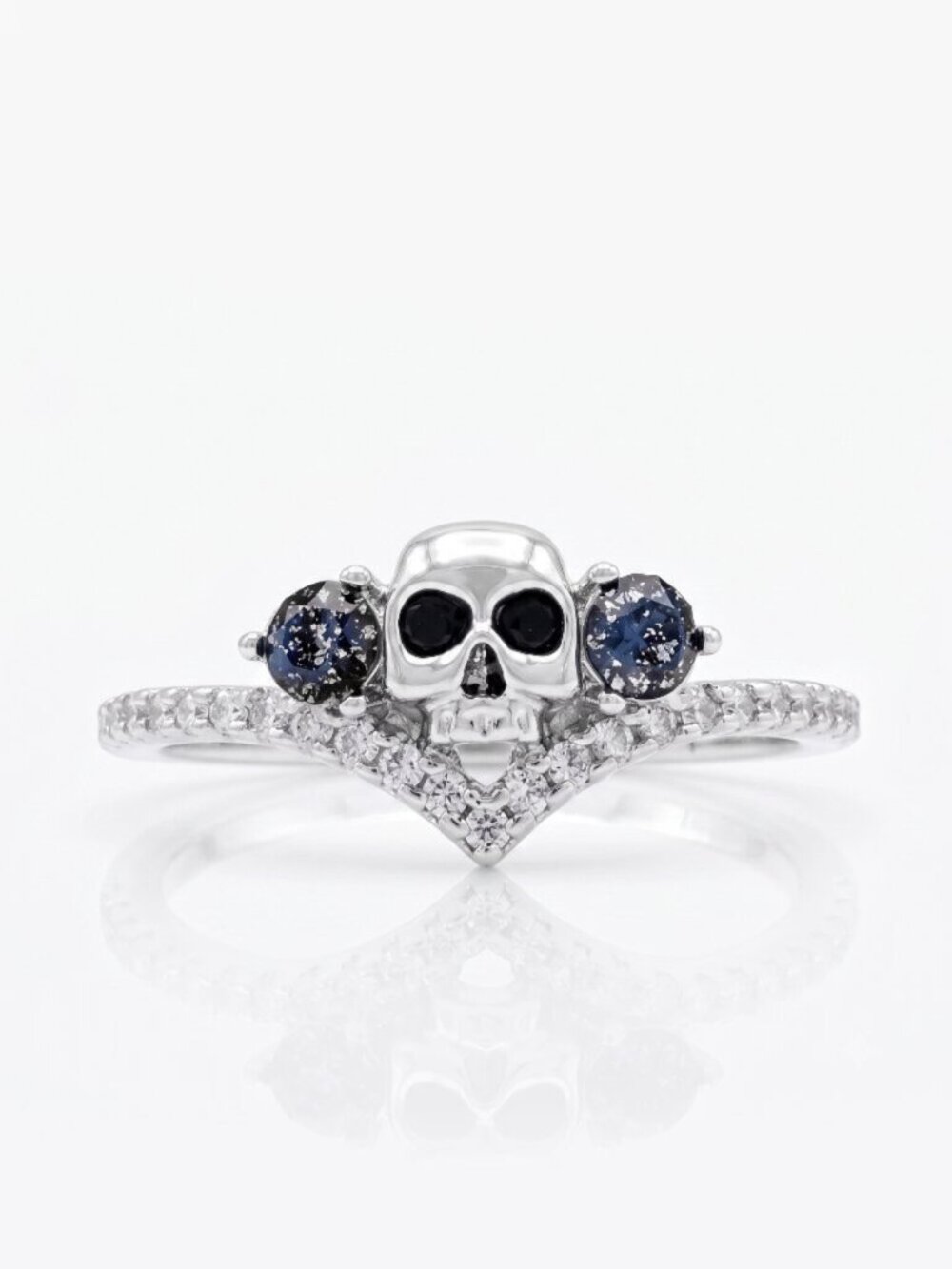 Skull Wishbone ring with Swarovski Crystals Charmed Aroma Skull Collection